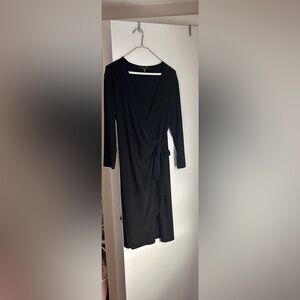 Black Label by Evan-Picone women’s black 3/4 sleeve faux wrap dress size 12